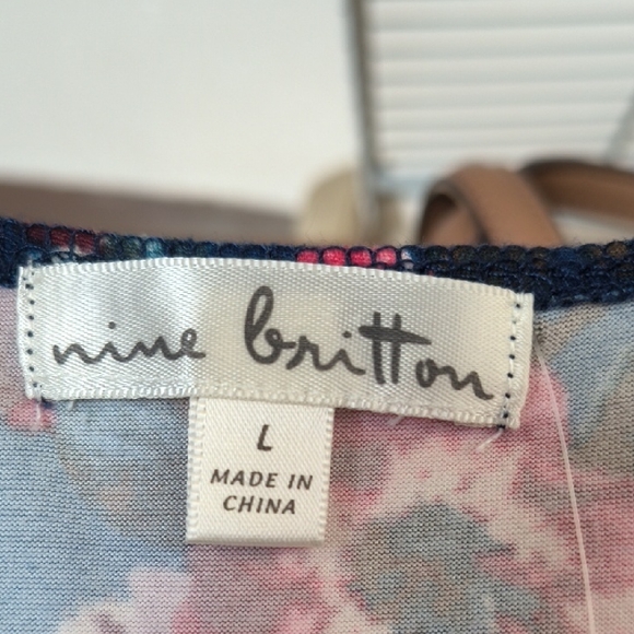 nine britton Navy Floral Scoop-Neck Midi Dress - Picture 4 of 4